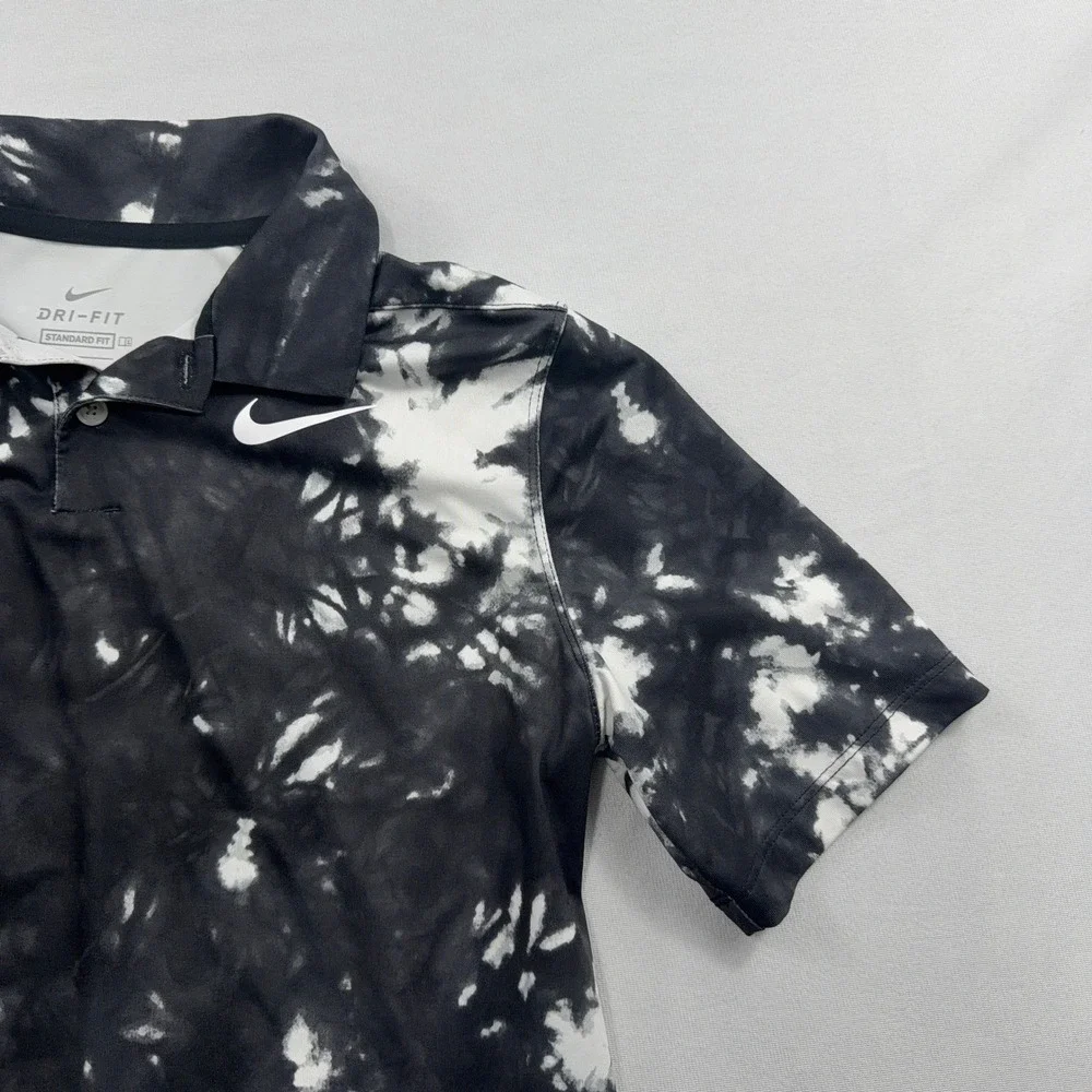 Nike Polo Shirt Lot Dri-FIT Tie Dye Green Black Kids Boys Size L 2 Pack